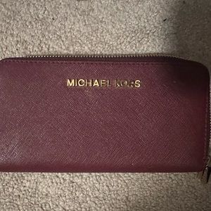 Maroon Michael kors wristlet wallet